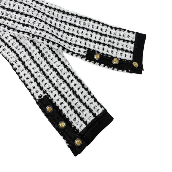 CHANEL Vintage 97P CC Logo Button Tweed Cardigan Sweater Top Black [106395] - Picture 10 of 12